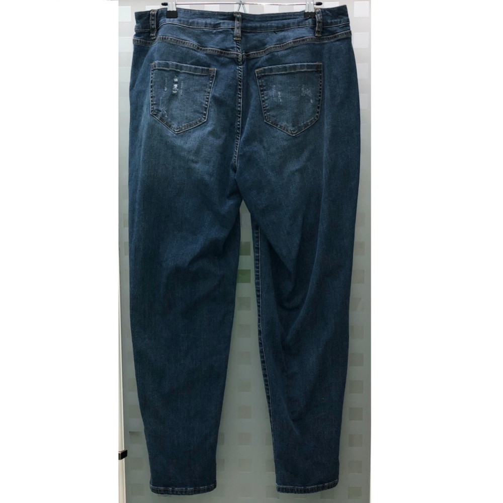 🎉3HP🎉 LANE BRYANT Low Rise Boyfriend Jeans Distressed Deconstructed Stretch 16 - Picture 8 of 16
